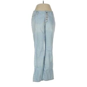 VTG y2k No Excuses Low Rise No Waist Band Light Wash Denim Flare Button Fly 9/10